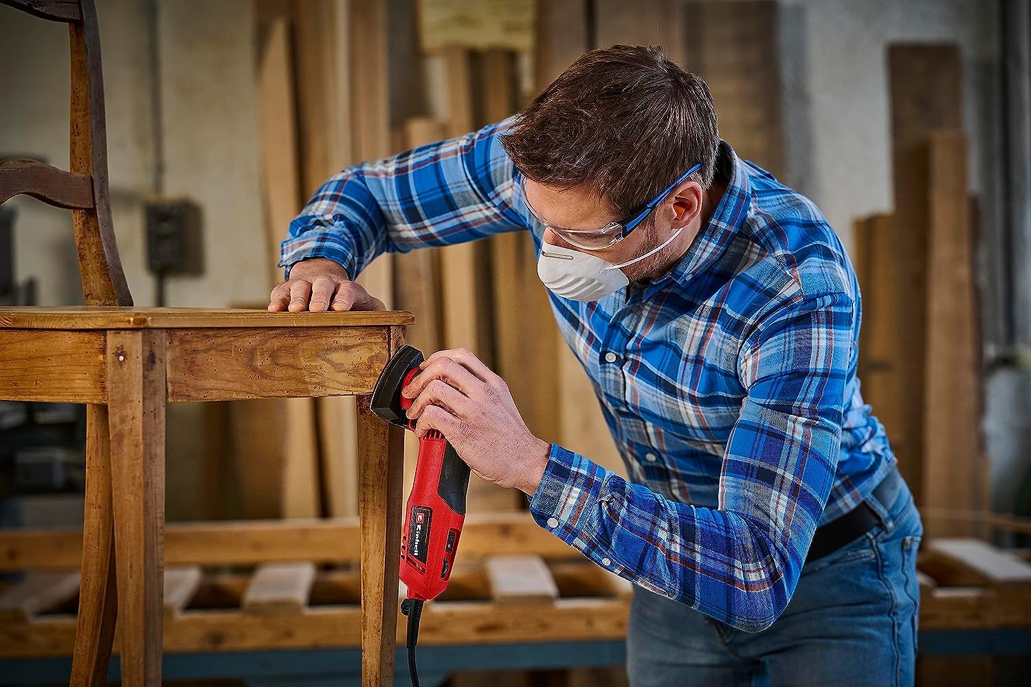 Einhell Deltaschleifer TC-DS 20 E (200 W, 2 mm Schwingkreis, bis 22.000 min-1 Schwingzahl, Drehzahlregulierung, Schleifschuh mit Kletthaftung, inkl. 9x Schleifpapier)