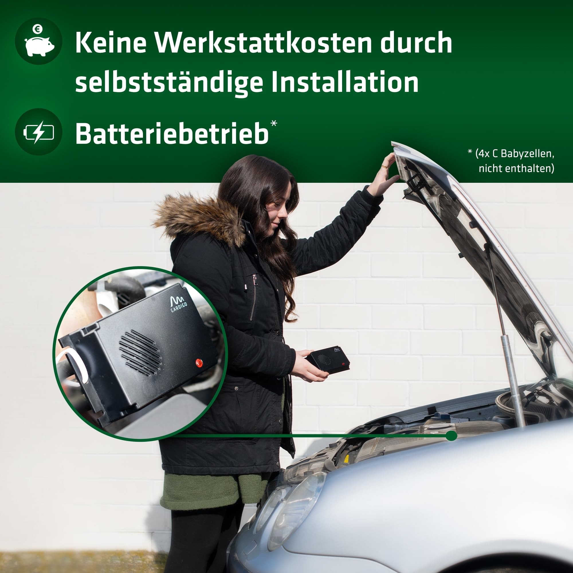Gardigo® Marderschreck Marder-Frei Mobil - 2er Set | Marderschreck Auto | Ultraschall Marderabwehr | Marderschreck Auto Batteriebetrieben | Marderschutz für KFZ, Motorraum, Dachboden, Haus, Garten