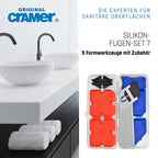 Cramer® Silikon Fugen-Set 7 I Zum Neuverfugen & Entfernen in Küche & Bad I Fugenglätter mit 16 Profilvarianten & Gleitschiene für alle Dichtungsmassen