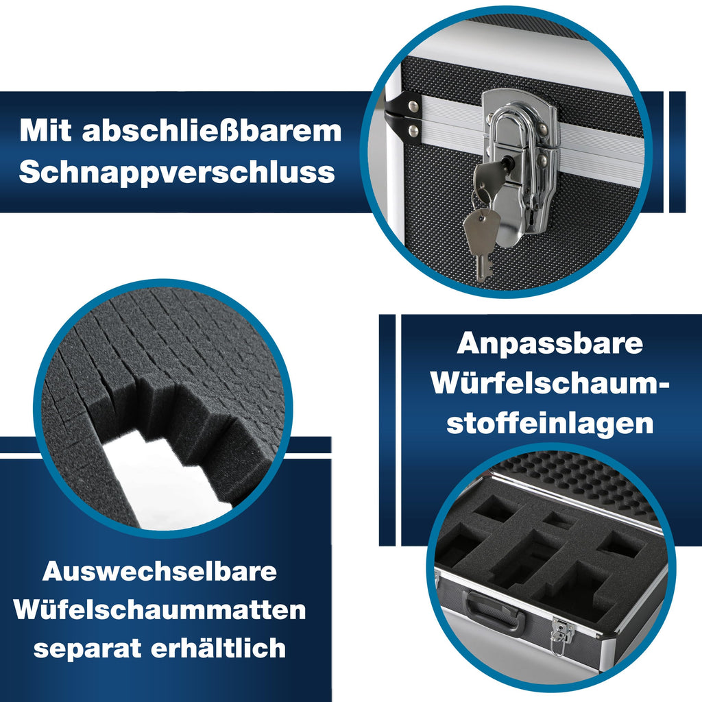 PeakTech Universalkoffer P 7300 – abschließbarer Universal-Transportkoffer mit Würfelschaumstoff – tragbarer Fotokoffer – robuster Koffer mit Schutz vor Regen und Staub – M (320 x 250 x 150 mm)