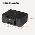 Amazon Basics Dokumentenkassette Feuer- und Wasserfest mit Schlüsselschloss, 6,2L Fassungsvermögen, UL 72 Klasse 350 zertifiziert, Schwarz