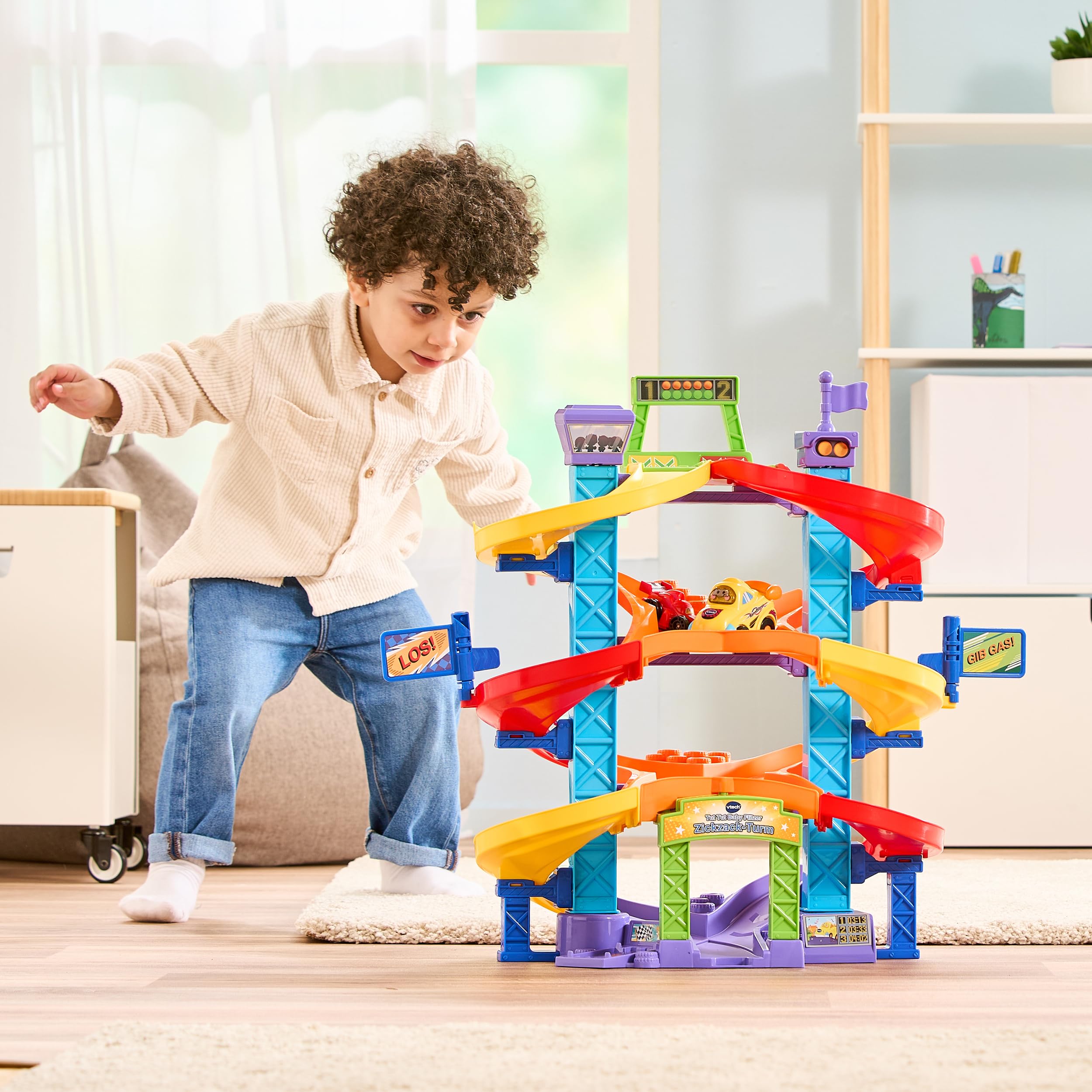 VTech Baby TUT TUT Baby Flitzer - Zickzack-Turm – Interaktives Spielset mit Rennwagen, Musik, spannenden Sätzen und Geräuschen – Für Kinder von 1-5 Jahren