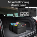 HELDENWERK Kofferraumtasche faltbar mit Anti-Rutsch-Klett - Kofferraum-Organizer, Auto Faltbox, Einkaufstasche - verstärkt und stabil