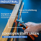 Original LÖWE Dichtungsprofilschere 4.104/V mit zwei Anschlagwinkeln für den professionellen Einsatz im Fensterbau - Dichtungswerkzeug mit V-Schnitt zum Ausklinken von Dichtungsprofilen an Außenecken