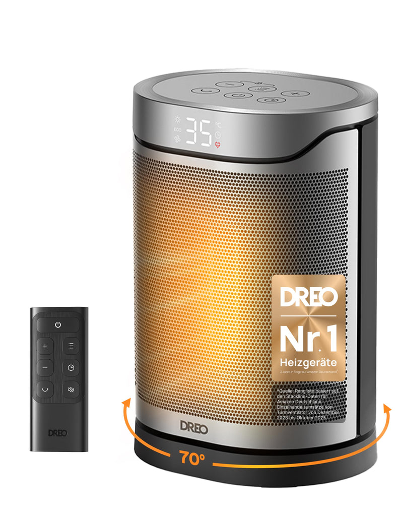 DREO Keramikheizung 318,1500 W, elektrische Heizungen für Schlafzimmer,freistehend,Überhitzungs-und Kippschutz,einstellbarer Thermostat, Kindersicherung, Energieeinsparung 40%,leise,12-Stunden-Timer