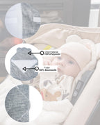DANKA® Einschlagdecke für Babyschale, Kinderwagen, Kindersitze und Maxi Cosi - Baby Decke für Neugeborene, 80x80cm, mit Kapuze und Klettverschluss für Winter und Sommer, ganzjährig - Grau
