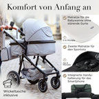 Kinderwagen 3 in 1 [Babywagen & Autositz] mit Babyschale Fahrgestell Kombi als Set | Stroller Baby | Isofix Station & 5-Punkt Sicherheitsgurt Kinderwagen Buggy Reisebuggy Buggys | Babywagen