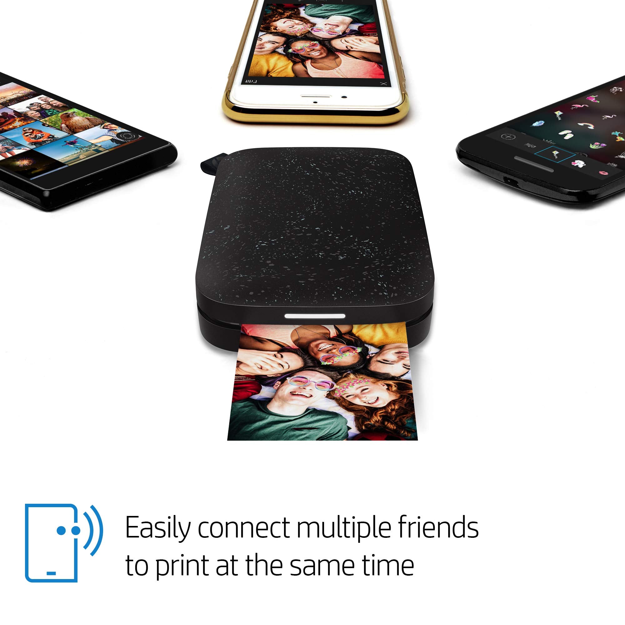 HP Sprocket Portable 2x3 Zoll Sofortbilddrucker (Schwarz) Zink-Papierbündel