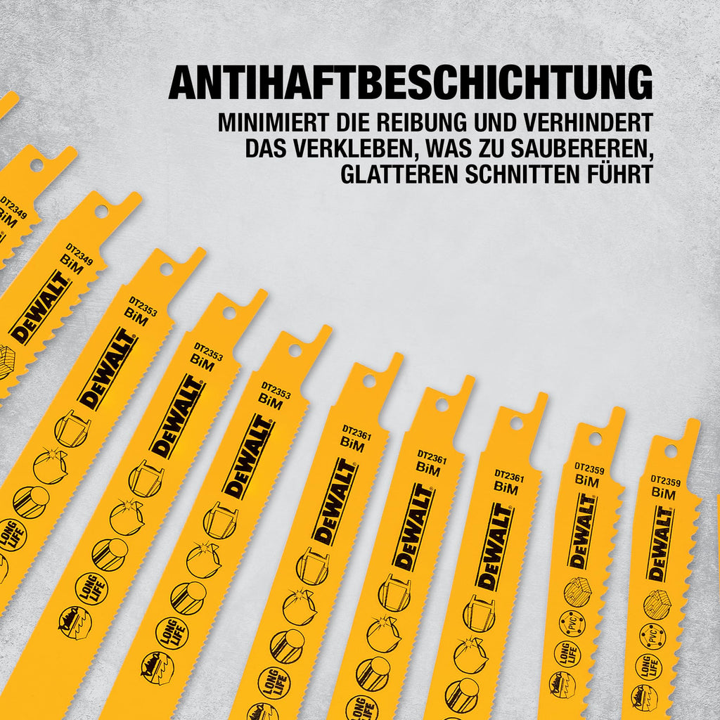 DEWALT 12-tlg. Säbelsägeblätter Set mit Aufbewahrungs-Box, DT2445-QZ