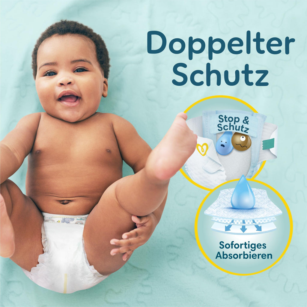 Pampers Premium Protection Größe 2, 240 Windeln, 4kg-8kg, Doppelter Schutz für die Haut und vor Auslaufen