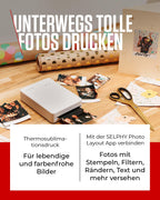 Canon SELPHY QX20 mobiler Fotodrucker – per WLAN direkt vom Smartphone drucken. Thermosublimationsdruck, 2 Größen Stickerpapier und Laden per USB-C - Dunkelgrau (ohne Farband/Papier)