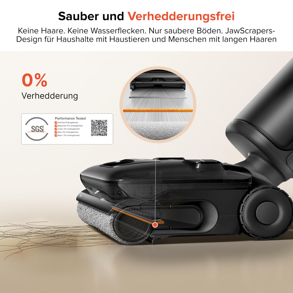 roborock F25 ACE Pro Nass-Trockensauger, 25000Pa, JetFoaming gegen Flecken, Anti-Haar-Verwicklung, 180° Flach-Design, Heißwasser-Selbstreinigung & Heißlufttrocknung
