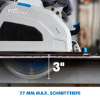 Evolution Metallkreissäge S210CCS | Kaltsäge Kreissäge Tauchsäge 1800W Inkl. Ø 210 mm HM-Sägeblatt Schneidet Baustahl, Metall | Schienenkompatibel Kaltkreissäge | Scie Circulaire mit Führungsschiene