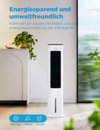 Midea Silent Air Cooler Pro 4-in-1 Mobile Klimaanlage Leiser:Luftkühler,Turmgebläse,Luftbefeuchter und Luftreiniger,mit Fernbedienung,5L Wassertank,355m³/h Luftdurchsatz,55W,LED-Display,Timer,Weiß