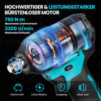 Akku-Schlagschrauber für Makita 18V, 1000 N.m(740 Ft-lbs),1/2 Zoll Bürstenloser Elektro-Schlagschrauber mit 3300 U/min, 2x 4.0Ah Akku & Ladegerät, 6 Steckschlüsselsatz für Autoreifen, Gerüstbau,DIY