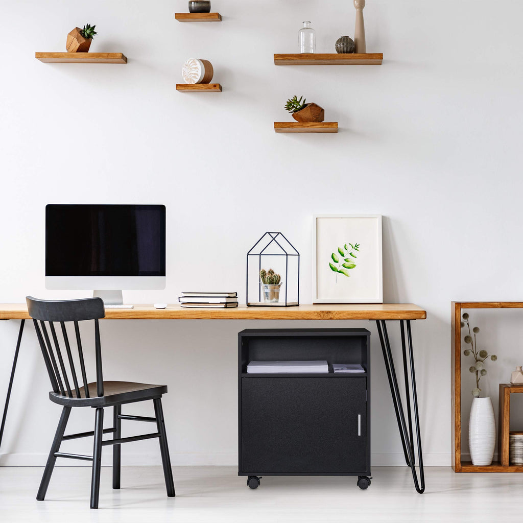 Relaxdays Rollcontainer Büro & Home Office, HBT: 57 x 48 x 34 cm, schwarz