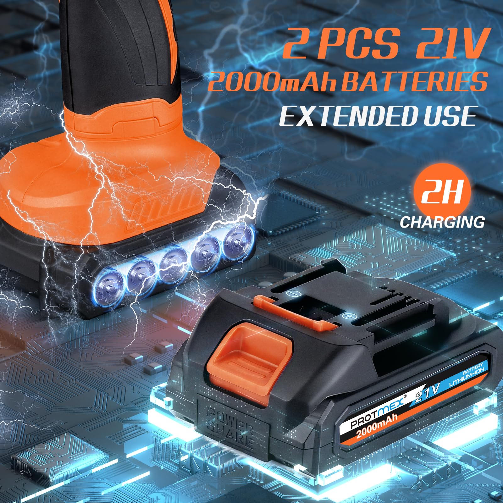 Protmex Poliermaschine Auto Akku - 6 Variable Geschwindigkeit Auto Politur Set 2800-5500RPM 21 PCS Aufsätze, 2 x 21 V 1,5 Ah Akku Poliermaschine für Auto Autopflege Polieren Wachsen Kratzerentfernung