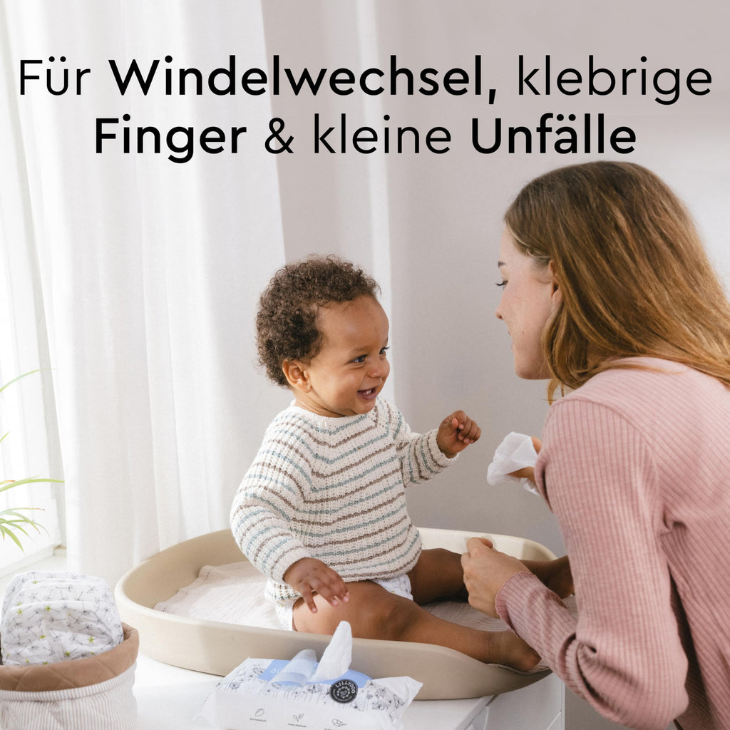 LILLYDOO Baby Feuchttücher mit 99% Wasser, 600 Stück (10 x 60), 100% plastikfreies Tuch, ohne Parfüme & mild wie Watte und Wasser