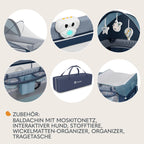 Lionelo Sven Plus 4 in 1 Baby Bett ab Geburt bis 15 kg Wickelauflage Moskitonetz luftige Seitenwände mit Seiteneingang Tragetasche zusammenklappbar