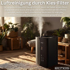 Steinborg® Luftbefeuchter 5 Liter Ultraschall Vernebler mit Fernbedienung Luftreinigungsgerät Luftreiniger Hygrometer LED-Touch-Display ultra leise leistungsstark 350ml/h Öl Aroma Fach Timer Auto-Stop