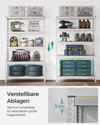 SONGMICS 2 Stück 5 Ebenen Lagerregal Bolzenlose Montage 750 kg Tragkraft 60 x 120 x 200 cm Silber GLR060E02