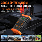ASPERX Starthilfe Powerbank mit Kompressor,150PSI 3000A Auto Starthilfe Powerbank mit LED Taschenlampe Starthilfekabel,Jump Starter für 12V Motorrad SUV (Bis Zu 10L Benzin Oder 8L Diesel)