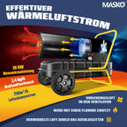 MASKO® Heizkanone 30kW Diesel Bautrockner Bauheizer Heißluftgenerator Heizgebläse 38L Tank mit Thermostat Ölheizer Luftstrom 750m³/h/Stunde Ölbeheizung Heizlüfter Heizstrahler Schwarz