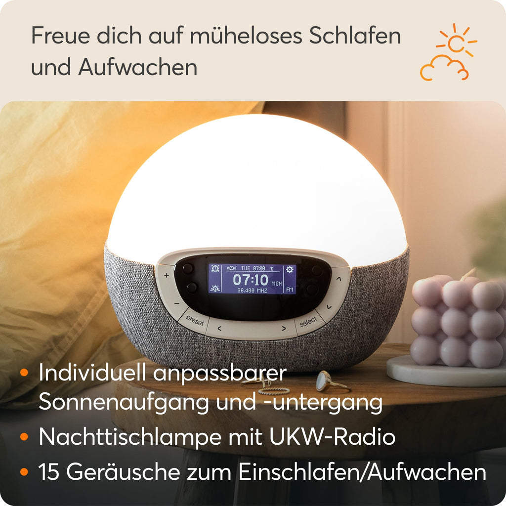 Lumie Bodyclock Shine 300 - Lichtwecker mit Radio, 15 Klängen und Einschlafsonnenuntergang