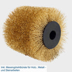 Scheppach Satiniermaschine MRS1300 Schleifmaschine Bürstenschleifer mit Messingdrahtbürste | Softstart | 1300W | 100mm Bürstenbreite mit Ø120mm | variable Drehzahl | Anschluss für Absauganlage