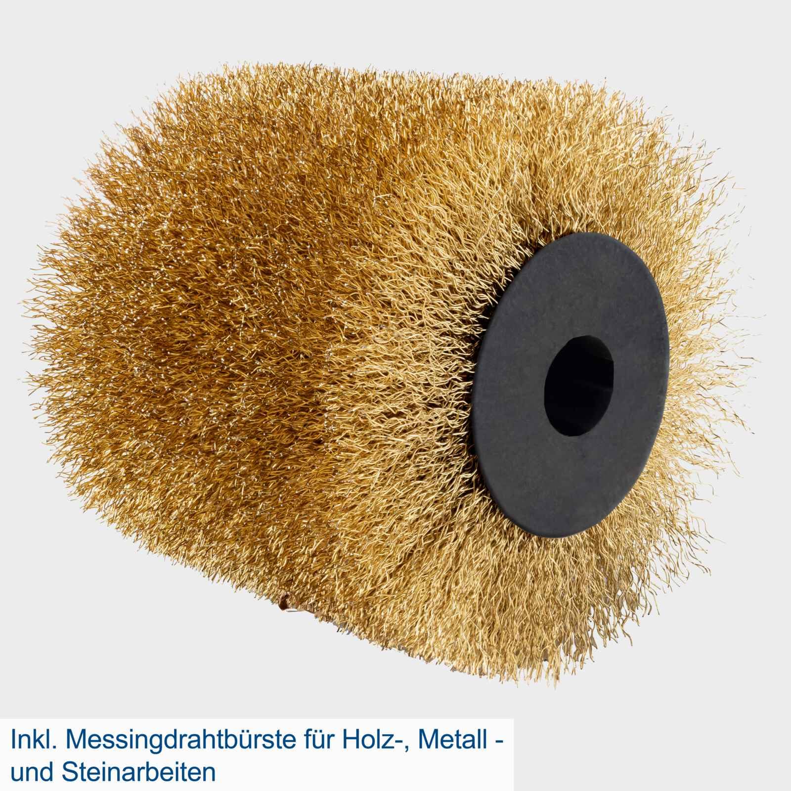 Scheppach Satiniermaschine MRS1300 Schleifmaschine Bürstenschleifer mit Messingdrahtbürste | Softstart | 1300W | 100mm Bürstenbreite mit Ø120mm | variable Drehzahl | Anschluss für Absauganlage