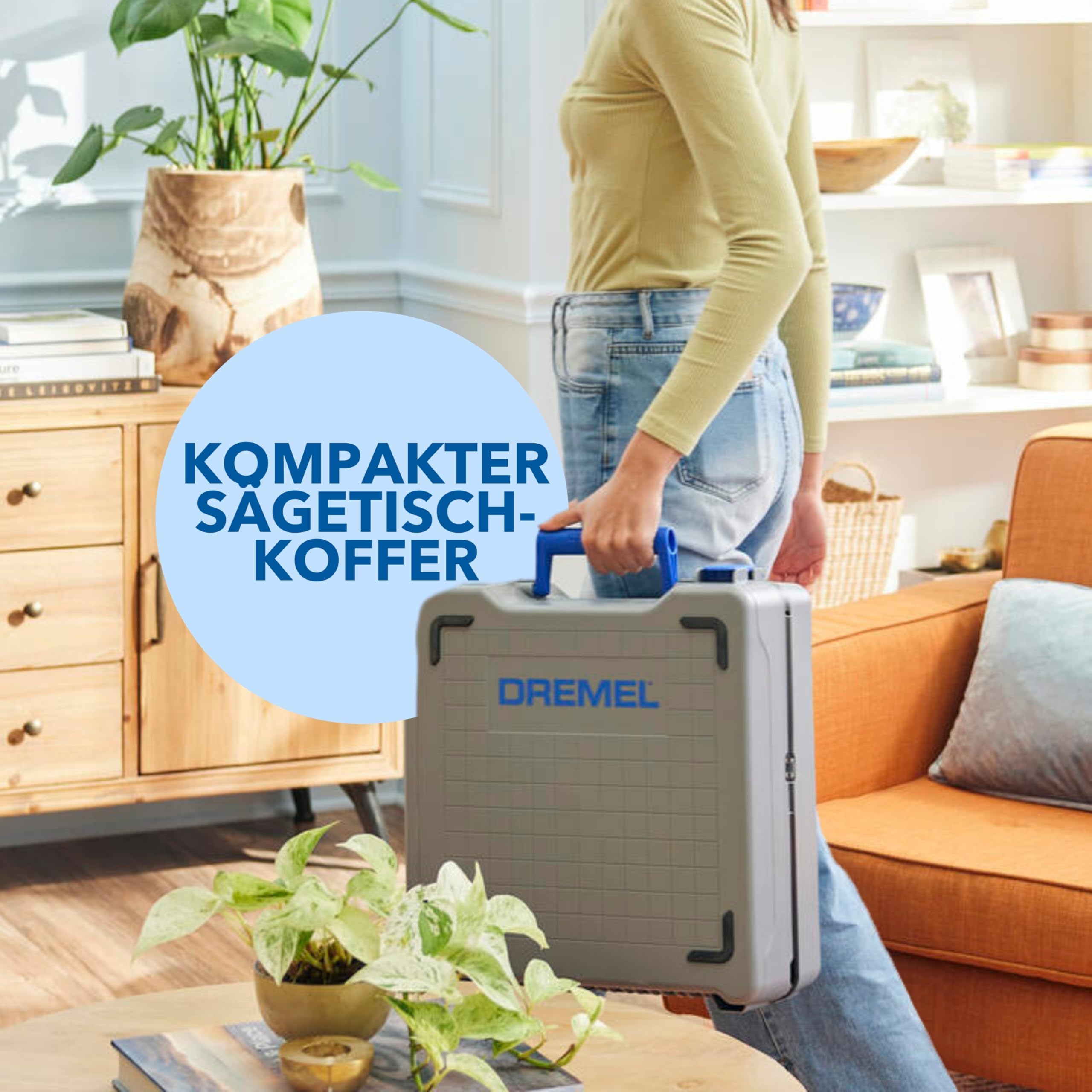 Dremel Blueprint Bürstenlose 12V Akku-Mobile Sägestation mit 1x Kompakt-säge, 1x Sägetischkoffer, 1x 2.0 Akku + Ladegerät, 1x Multi Material Kreissägeblatt, 2x Schraub-zwingen, Mehrere Schnitt-Arten