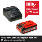 Original Einhell 4 Ah PLUS Power X-Change Starter Kit (1x 18 V 4 Ah PLUS Akku, 1x 3 A Ladegerät, 75 min Ladezeit, passend für alle Power X-Change Geräte)