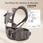 SUNVENO Babytrage Ergonomisch，Baby Carrier mit Abnehmbarer Kapuze, Hüftsitz baby mit Speicheltuch, 3in1 Babybauchtragen für Baby 3-36 Monate, Babyrückentragen 0-20Kg (Grau)