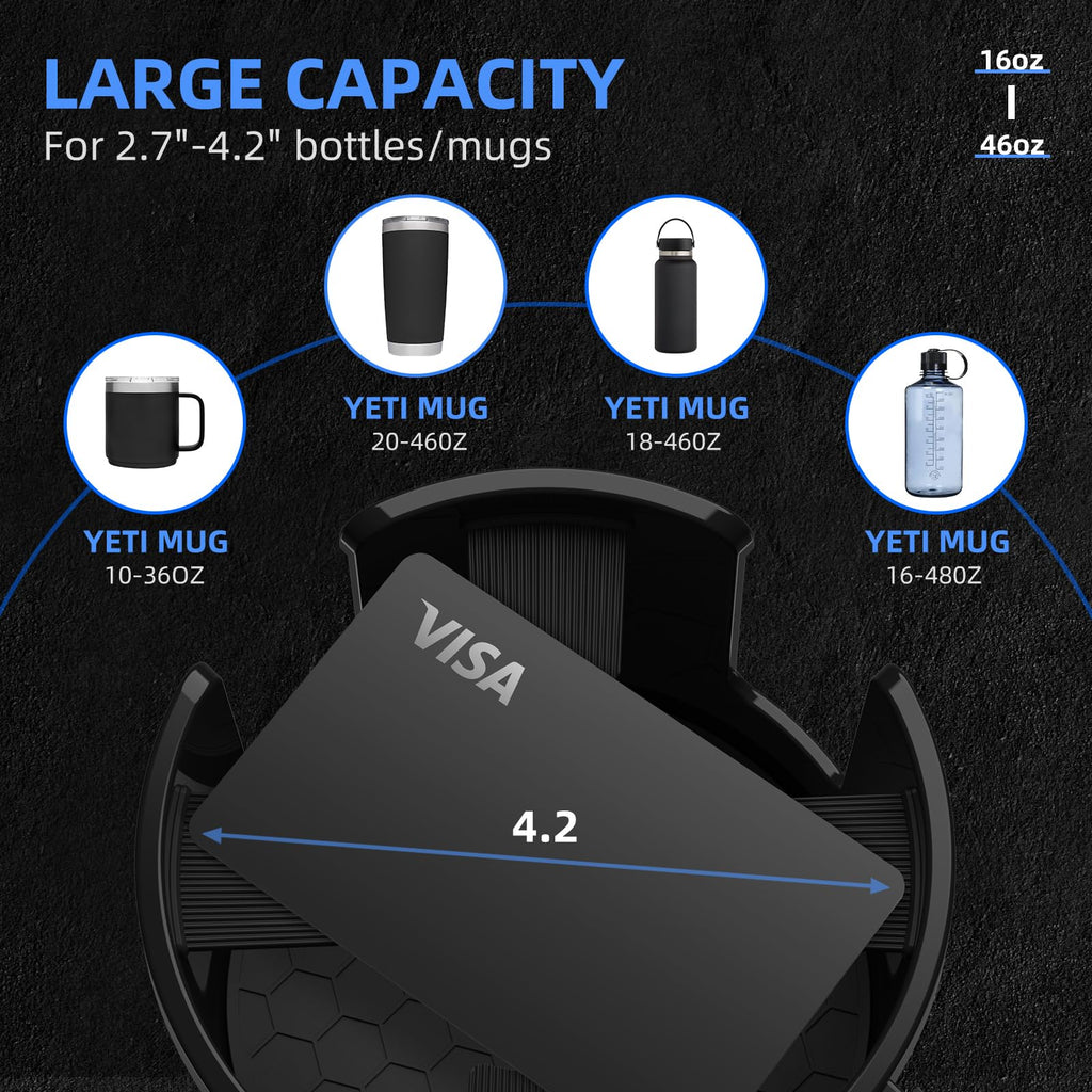DYLEN Getränkehalter Auto, Becherhalter Auto mit Verstellbarer Basis, Flaschenhalter Auto Kompatibel mit Stanley, Andere Große Flaschen 0,5-1,5 L (7,0-10,7cm)