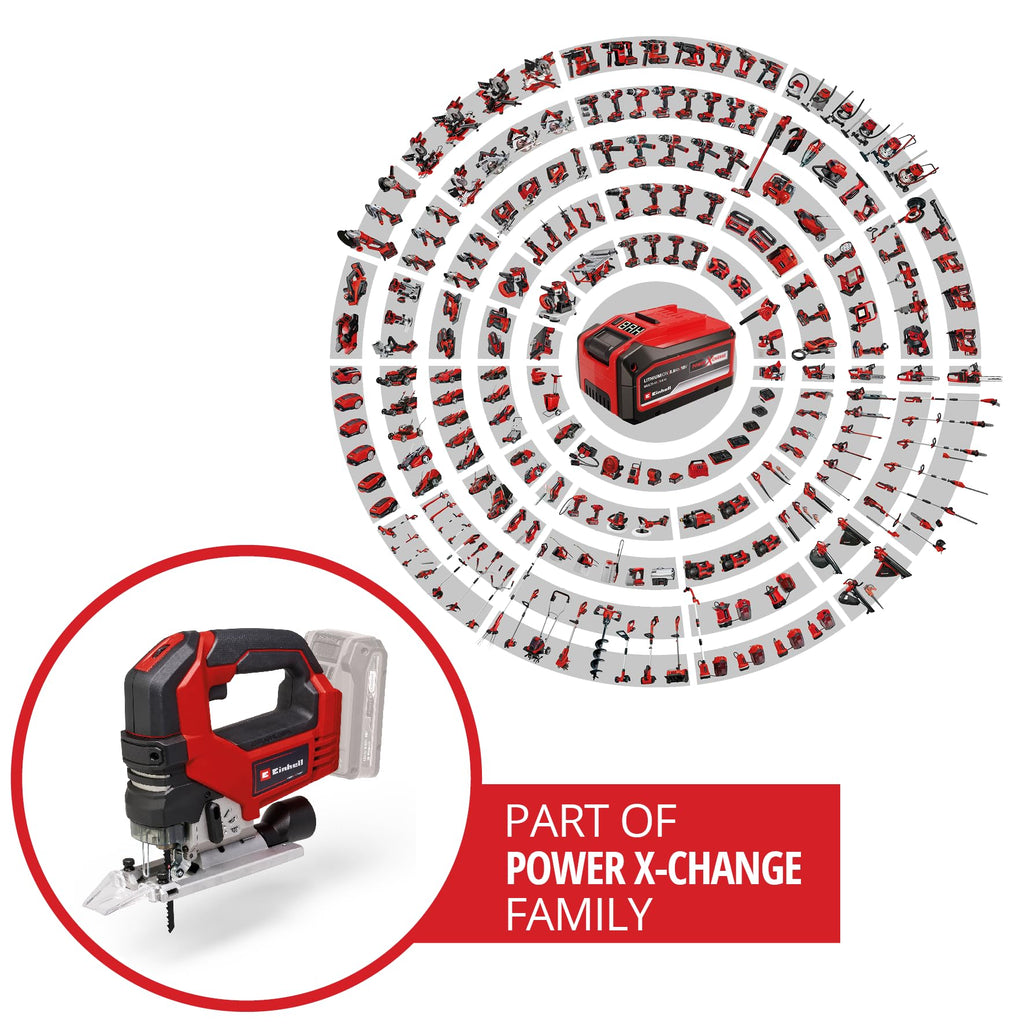 Einhell Professional Akku-Stichsäge TP-JS 18/135 Li BL Power X-Change (18 V, 135 mm Schnitttiefe in Holz, 26 mm Hubhöhe, Brushless, inkl. Sägeblatt, ohne Akku und Ladegerät)