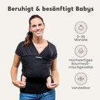 CuddleBug Babytragetuch ab Geburt bis 36 Monate (3,2-15,8 kg) - Kuscheliges & Elastisches Tragetuch Baby, Verstellbar von XS bis XXL, Stillfreundlich & Einfach zu Binden (Schwarz/Black)