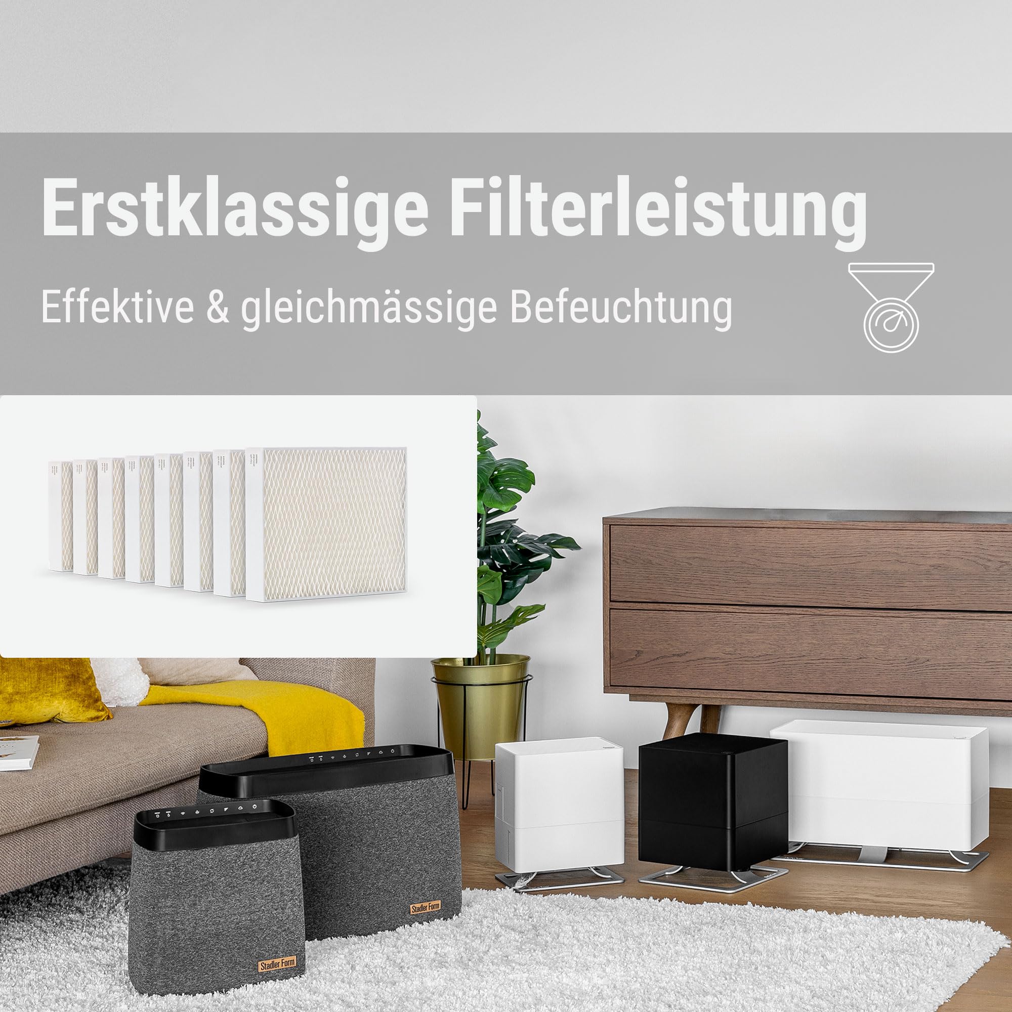 Stadler Form Luftbefeuchter-Filter, effizient und hygienisch, antibakteriell behandelt, passend zur Oskar- und Karl-Familie, Set mit 8 Stück