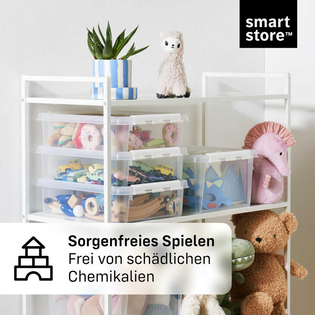 SmartStore Aufbewahrungsboxen 3er-Set 52L I Stapelbare Kunststoffbox mit Deckel I BPA-frei & lebensmittelecht I Organizer für Hauswirtschaftsraum oder Garage I durchsichtig und mit Clipverschluss