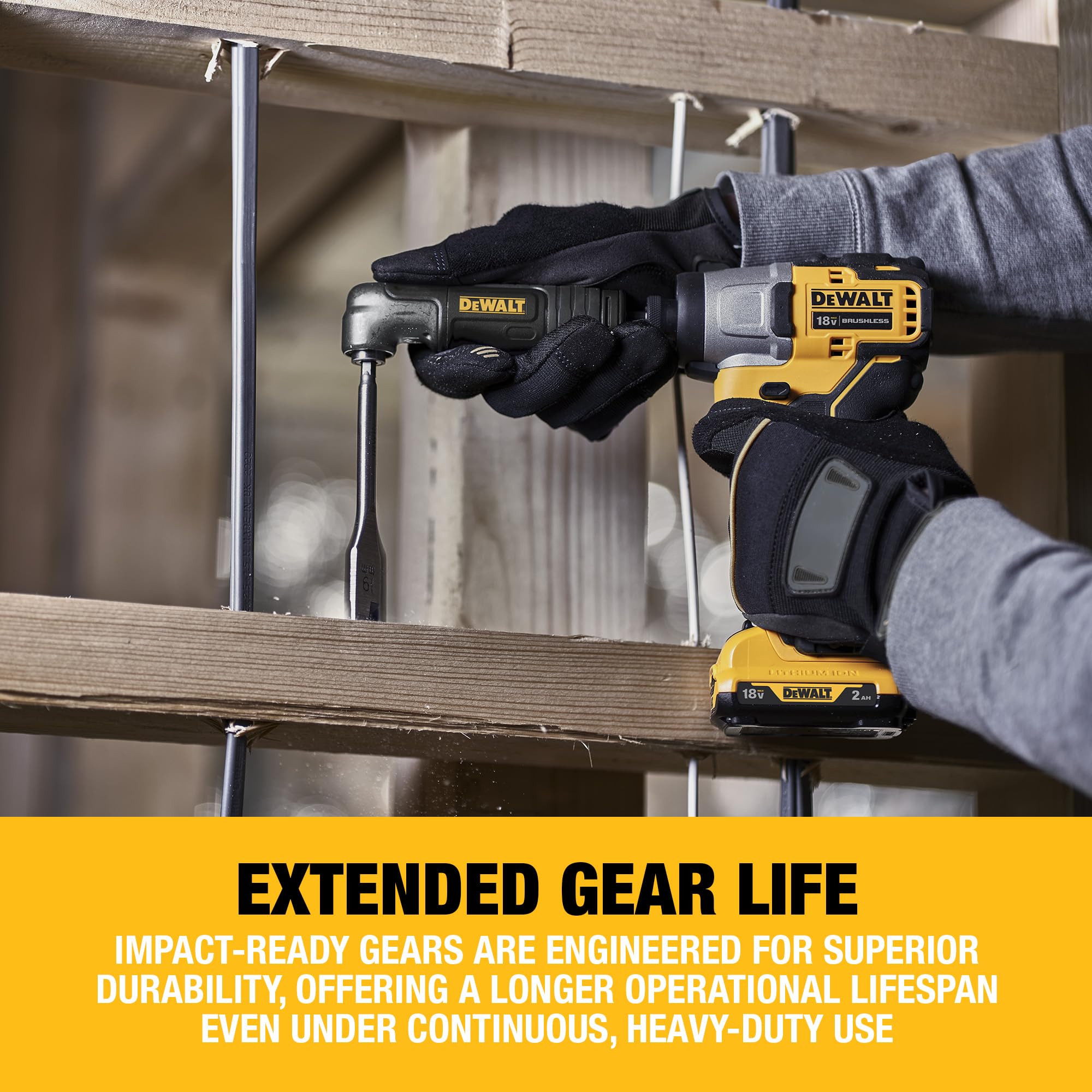 Dewalt Impact Winkelvorsatz für Schlagschrauber DT20500 (1/4" Sechskant, schlagfest, performt mit bis zu 43Nm Drehmoment, für den Einsatz auf Akku-Schlagschraubern)