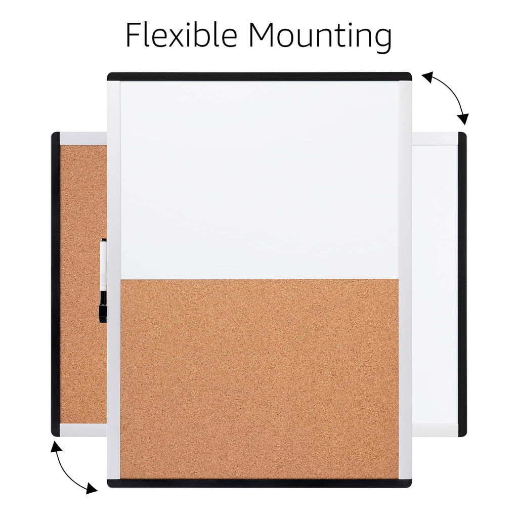 Amazon Basics Rechteckig Magnetisches Whiteboard, Doppel-Pinnwand, Kunststoff / Aluminiumrahmen, trocken abwischbar, 58 x 43 cm, Weiß, Gelb