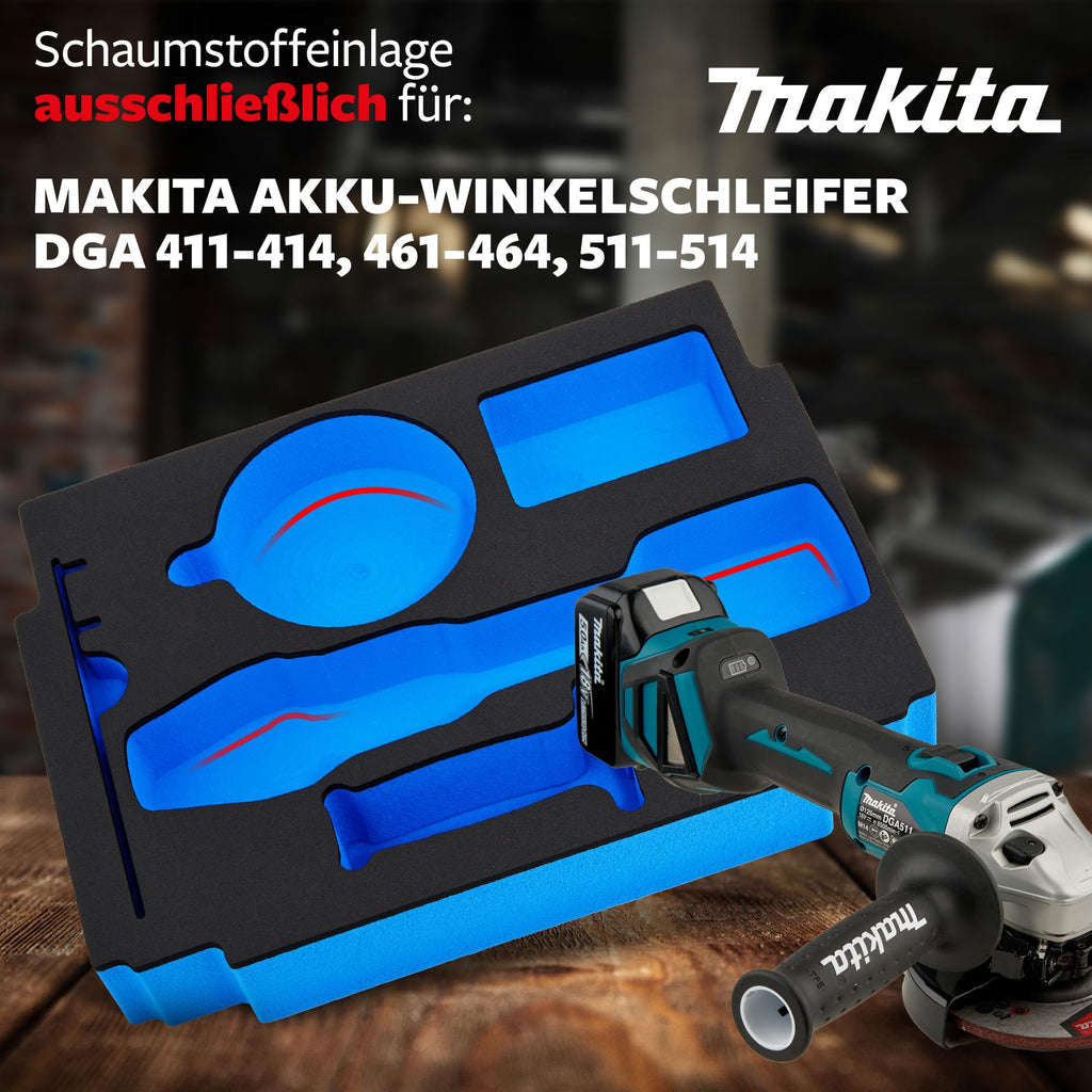 APTEX Schaumeinlage passend für Makita Akku-Winkelschleifer DGA 411-414, 461-464, 511-514 MakPac Gr. 2-3