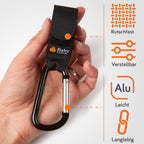 Baby Uma Kinderwagenhaken (2er-Pack) - Universelle Kinderwagen Haken für Taschen, Rutschfeste Klettverschlüsse, Stabile Karabinerhaken mit 5 kg Tragkraft