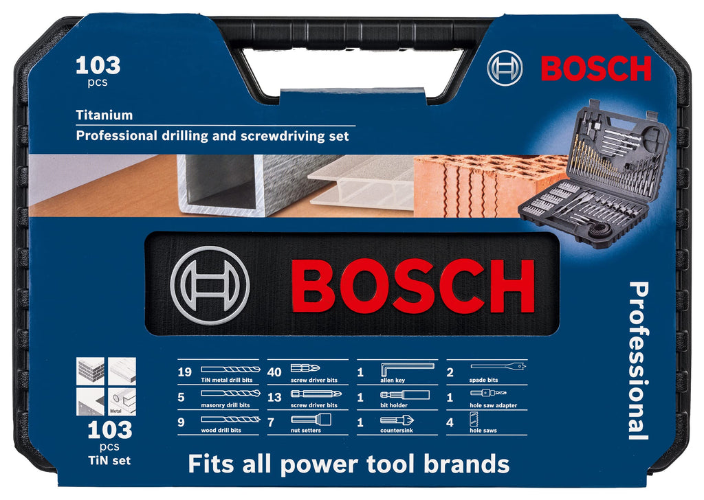 Bosch Professional 103tlg. Bohrer- und Bit Set Titanium Box (für Holz, Stein und Metall, Zubehör Bohr- und Schraubwerkzeuge)