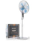 Brandson - Standventilator Silent mit Fernbedienung und Display - mobiler Lüfter - Oszillation 80° - 60 Watt - Ventilator leise - Höhe verstellbar 115-134 cm - Kopf um 35° neigbar