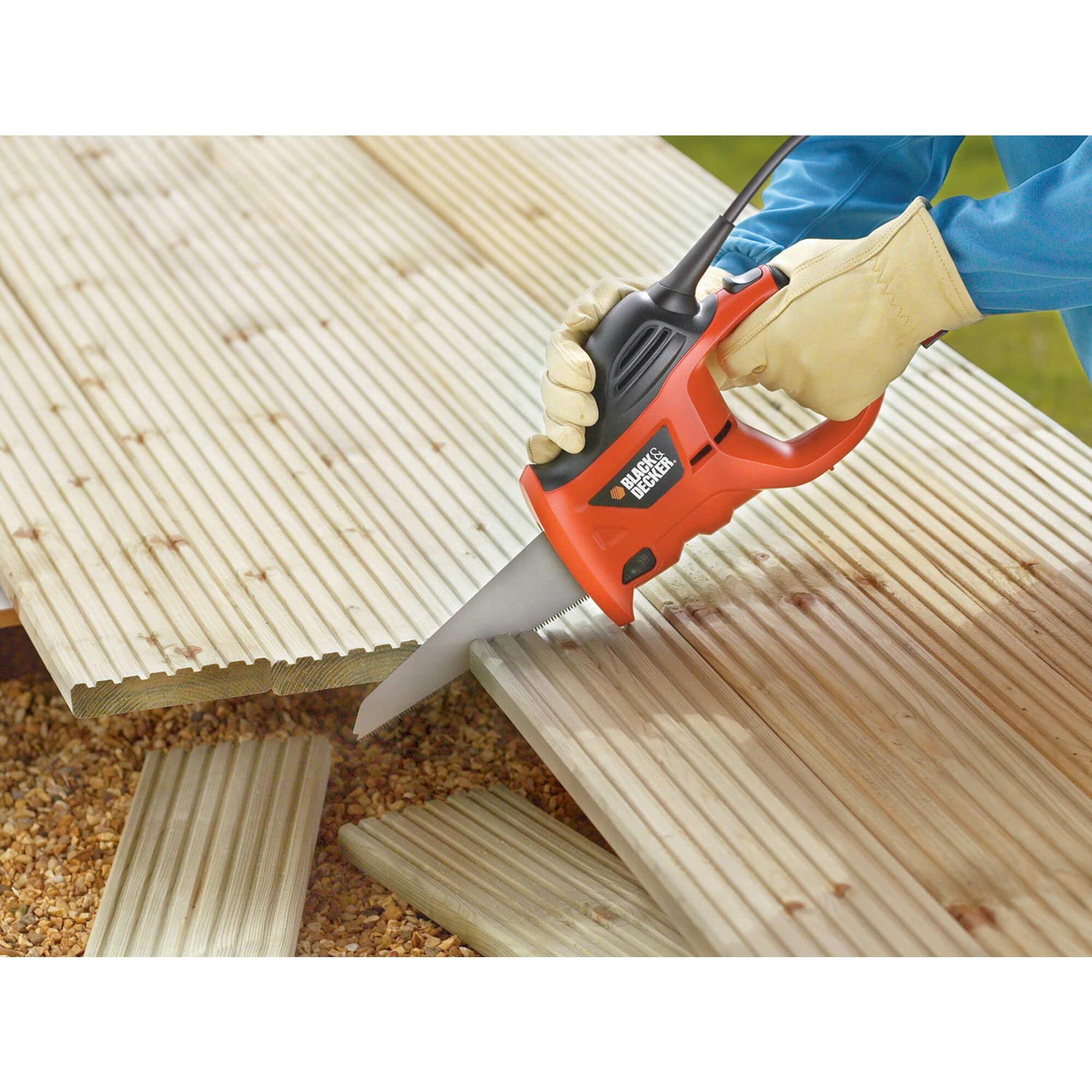 BLACK+DECKER Säbelsäge universal elektrisch 400W (zum Sägen Von Holz, Metall Oder Kunststoff, Inkl. Holzsägeblatt (239mm) KS880EC