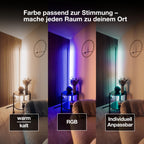 OSRAM Matter over Wifi Floor Corner LED Stehleuchte 2000mm, 20W, RGBW, 2700-6500K, WiFi, Fernbedienung, Schwarz, Ambientlicht