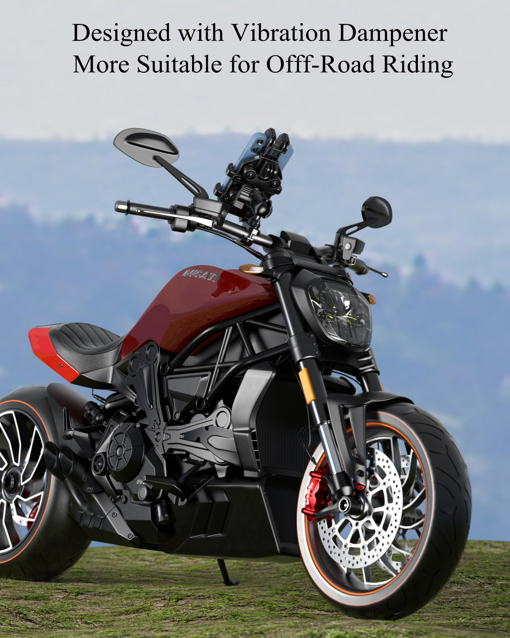 BRCOVAN Motorrad Handyhalterung mit Vibrationsdämpfer, Anti-Shake Handy Motorradhalterung, Verstellbar Lenker Handyhalter für Motorrad, Fahrrad, Roller, ATV, für 5,4 Zoll - 7,2 Zoll Smartphones