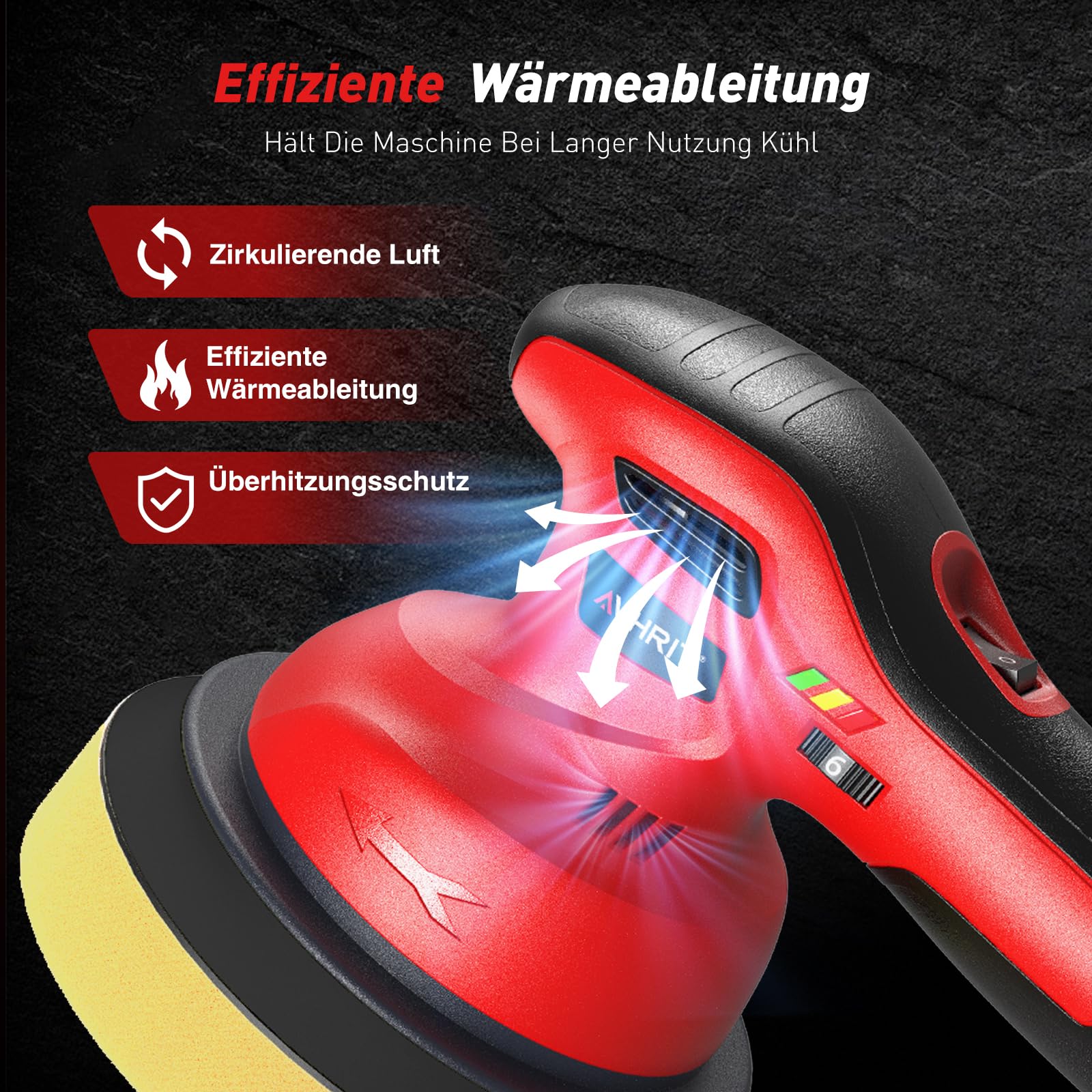 2025 Poliermaschine Auto Akku, 2x4000mAh Batterie (Bis zu 6000 U/min) Poliermaschine Auto, 6'' Autopolierer, 8 mm Exzenter-Poliermaschine für Auto-und Bootspflege, Polieren Wachsen Auto Detaillierung