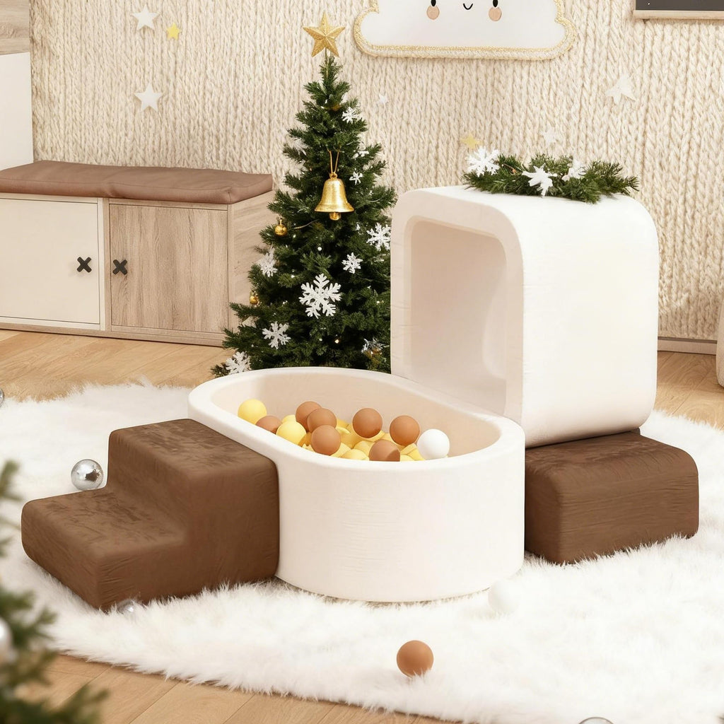 BanaSuper Kinder Softplay-Set, Schaumstoff Bausteine XXL für Kleinkinder, Baby Schaumstoff-Ballgrube (Kein Ball), Kletterblöcke mit Ballpool, Kletter- und Krabbelspielplatz, Montessori-Spielzeug