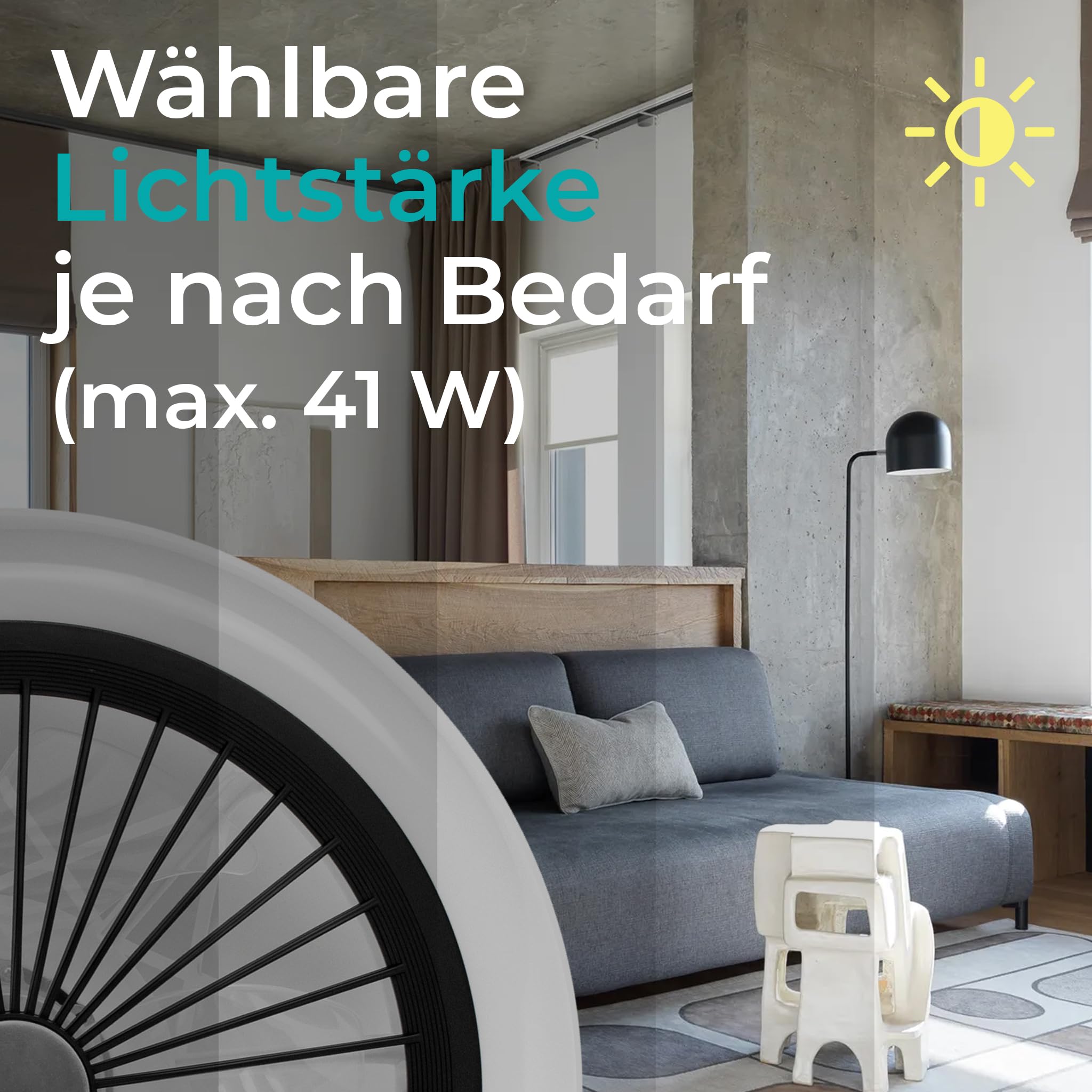 Noaton® Polaris 11045B Deckenventilator mit Beleuchtung, Schwarz, LED Dimmbar, 3 Farbtemperaturen, Fernbedienung, Timer, Luftdurchsatz bis zu 60 m3/min, für Wohnzimmer Schlafzimmer, Durchmesser 45cm